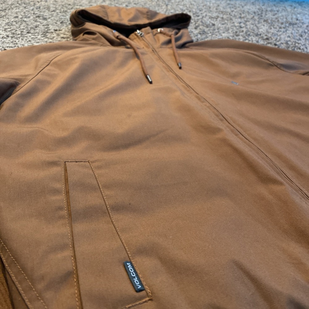 Volcom Hernan Jacket Mens Medium Brown Heavy Weight Hooded Water Resistant Coat - Picture 10 of 10
